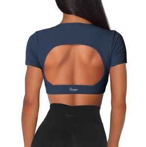 Dark  grey Open Back Crop Top